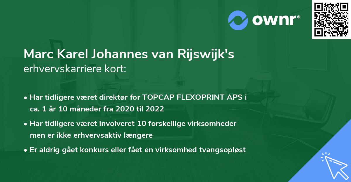 Marc Karel Johannes van Rijswijk's erhvervskarriere kort