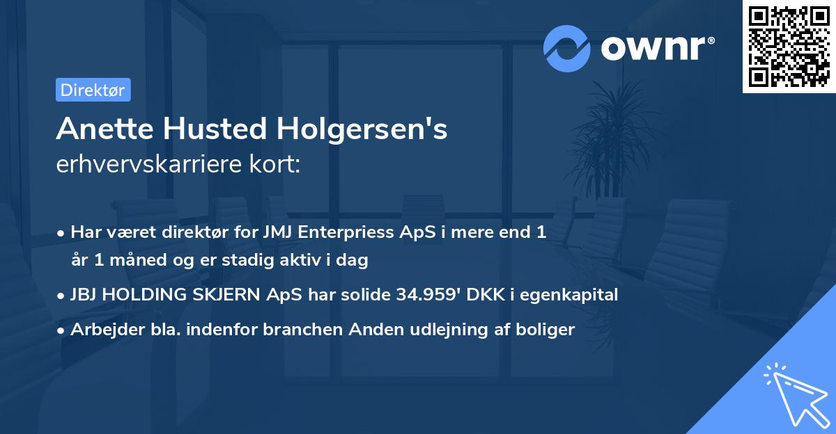 Anette Husted Holgersen's erhvervskarriere kort