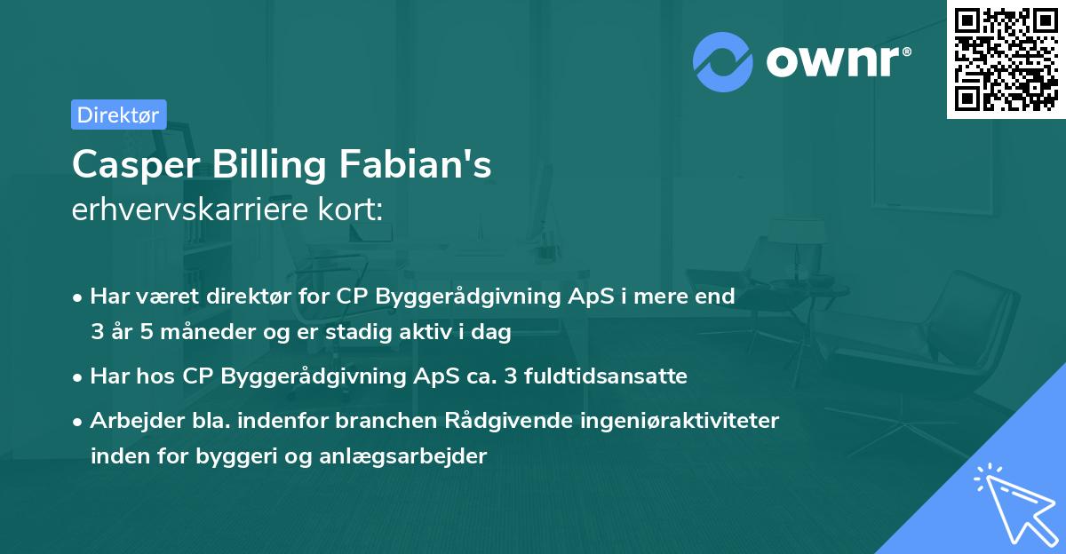 Casper Billing Fabian's erhvervskarriere kort