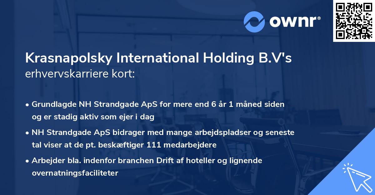 Krasnapolsky International Holding B.V's erhvervskarriere kort