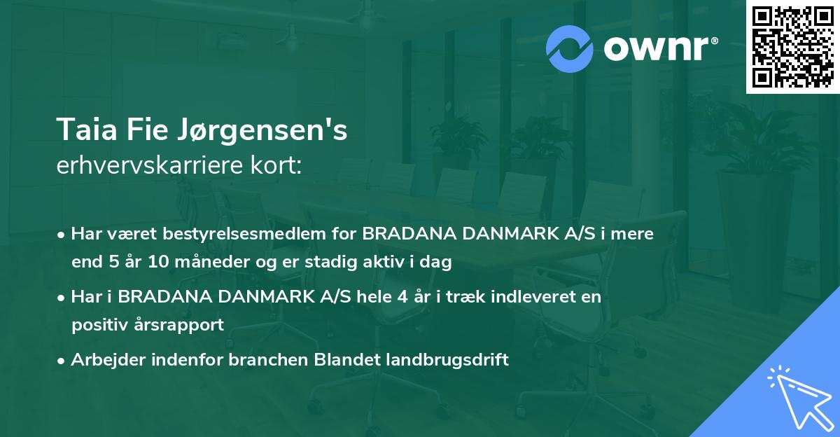 Taia Fie Jørgensen's erhvervskarriere kort