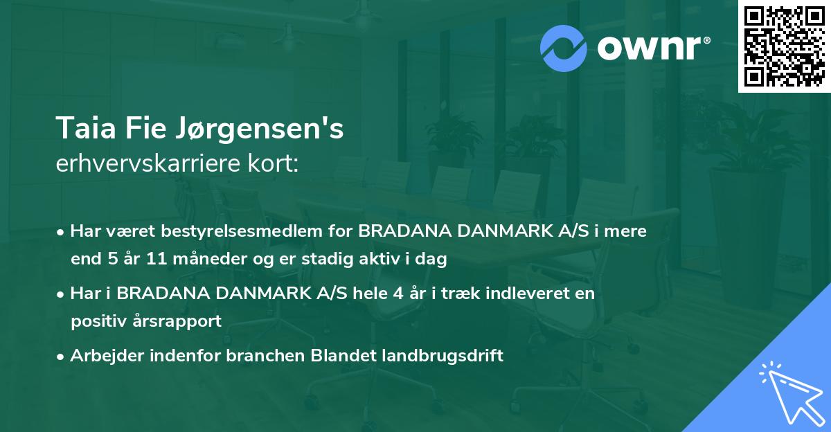 Taia Fie Jørgensen's erhvervskarriere kort