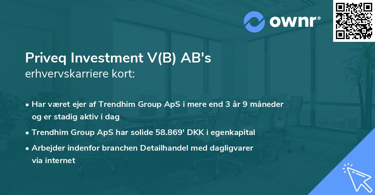 Priveq Investment V(B) AB's erhvervskarriere kort