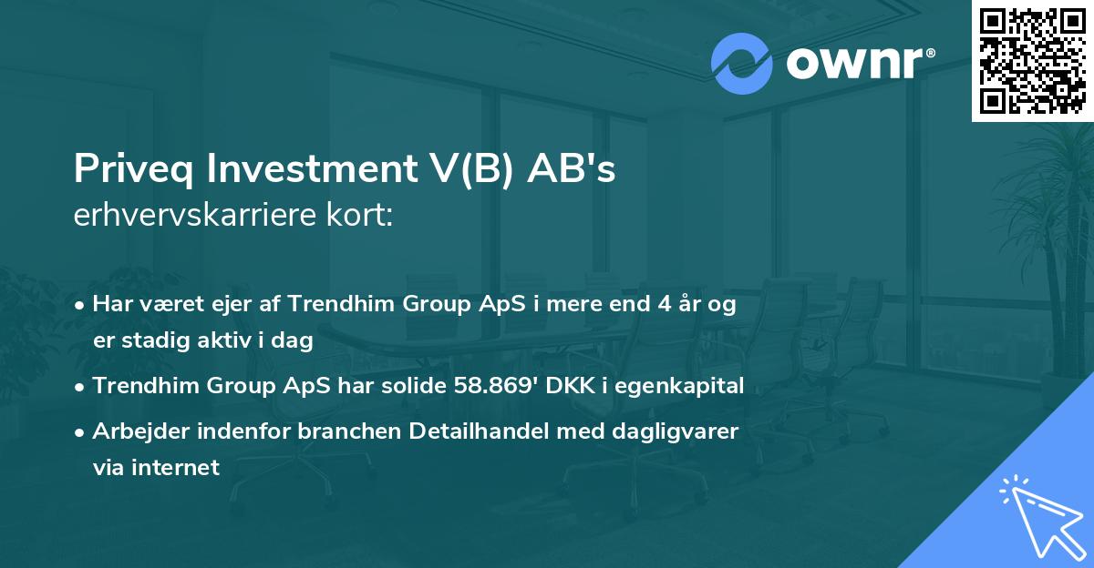 Priveq Investment V(B) AB's erhvervskarriere kort