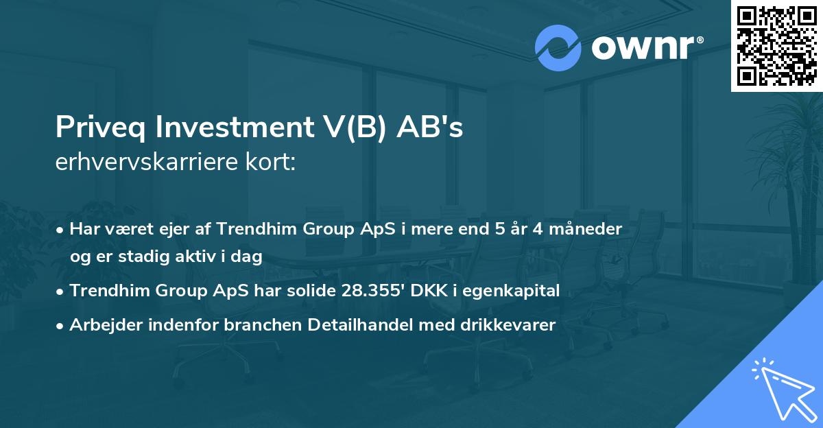Priveq Investment V(B) AB's erhvervskarriere kort