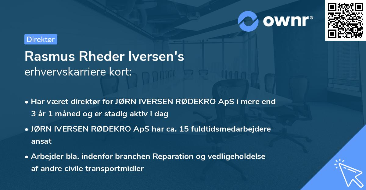 Rasmus Rheder Iversen's erhvervskarriere kort