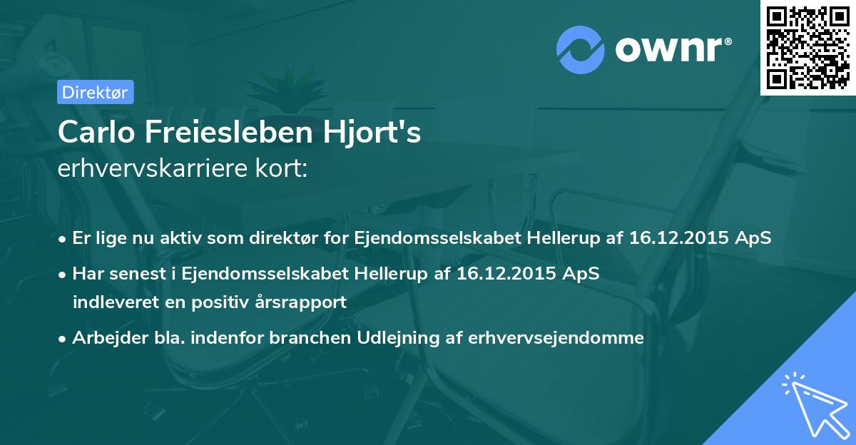 Carlo Freiesleben Hjort's erhvervskarriere kort