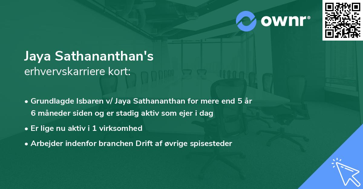 Jaya Sathananthan's erhvervskarriere kort