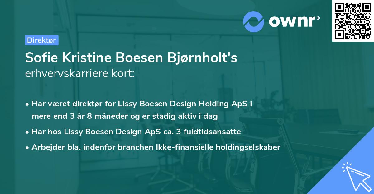 Sofie Kristine Boesen Bjørnholt's erhvervskarriere kort