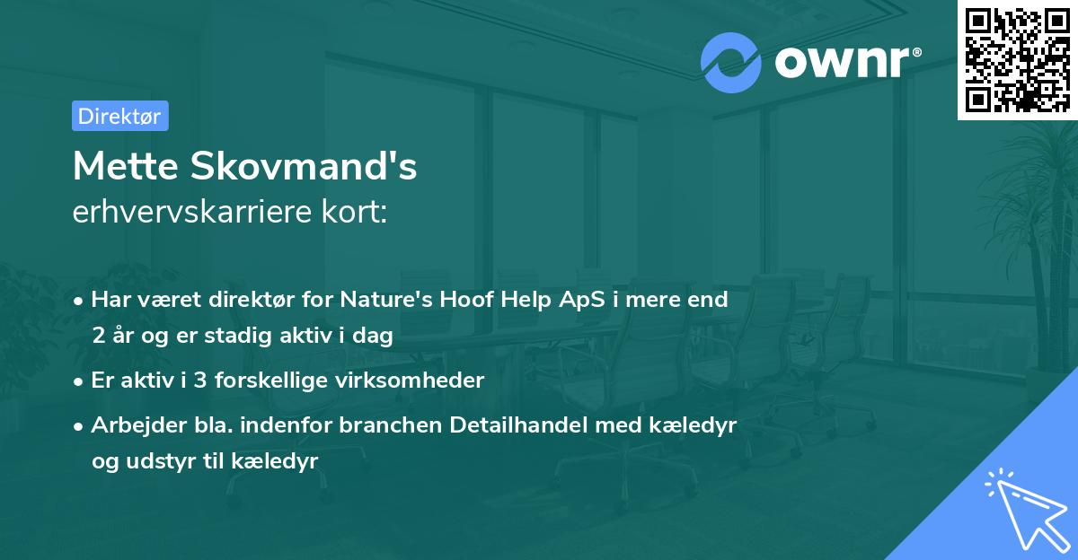 Mette Skovmand's erhvervskarriere kort