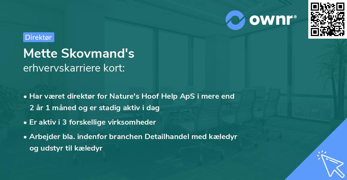 Mette Skovmand's erhvervskarriere kort