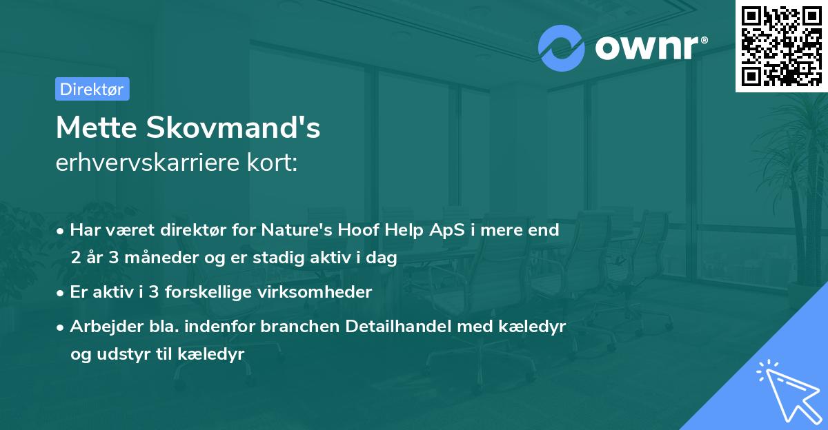 Mette Skovmand's erhvervskarriere kort