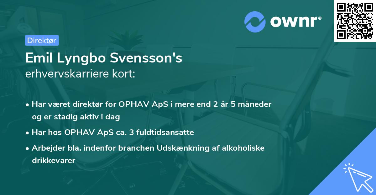 Emil Lyngbo Svensson's erhvervskarriere kort
