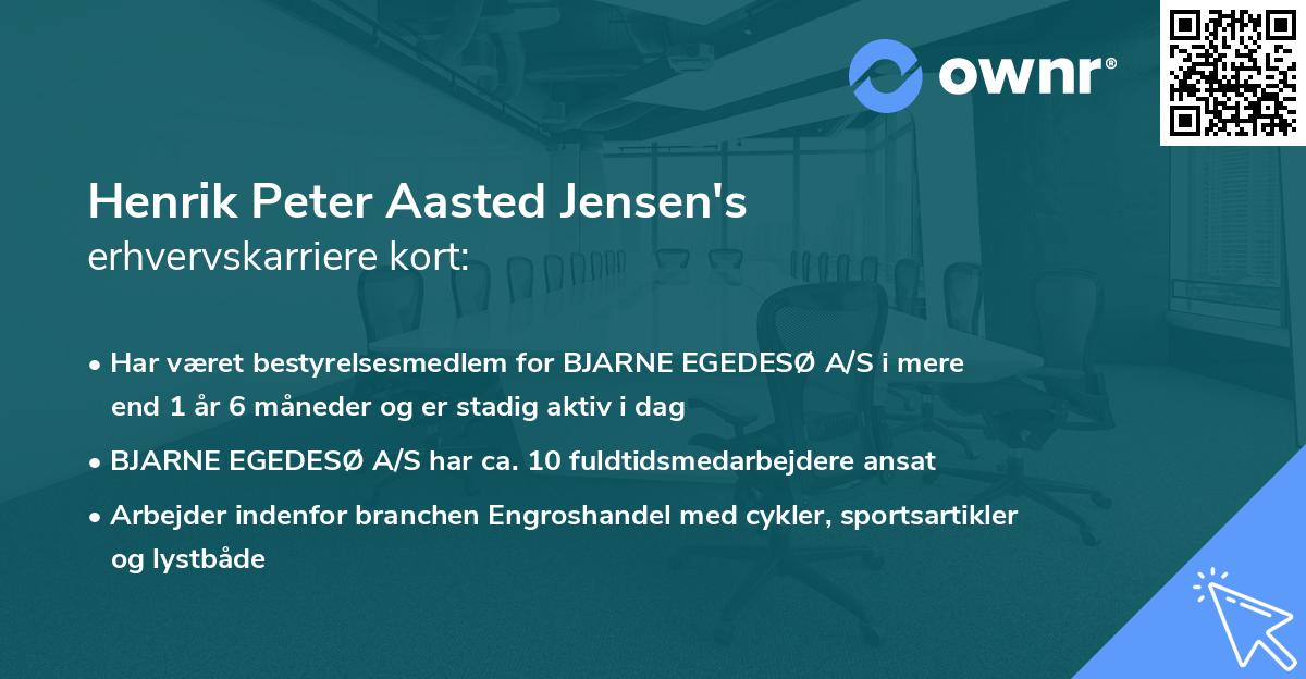 Henrik Peter Aasted Jensen's erhvervskarriere kort