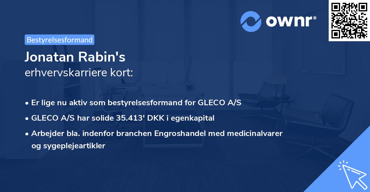 Jonatan Rabin's erhvervskarriere kort