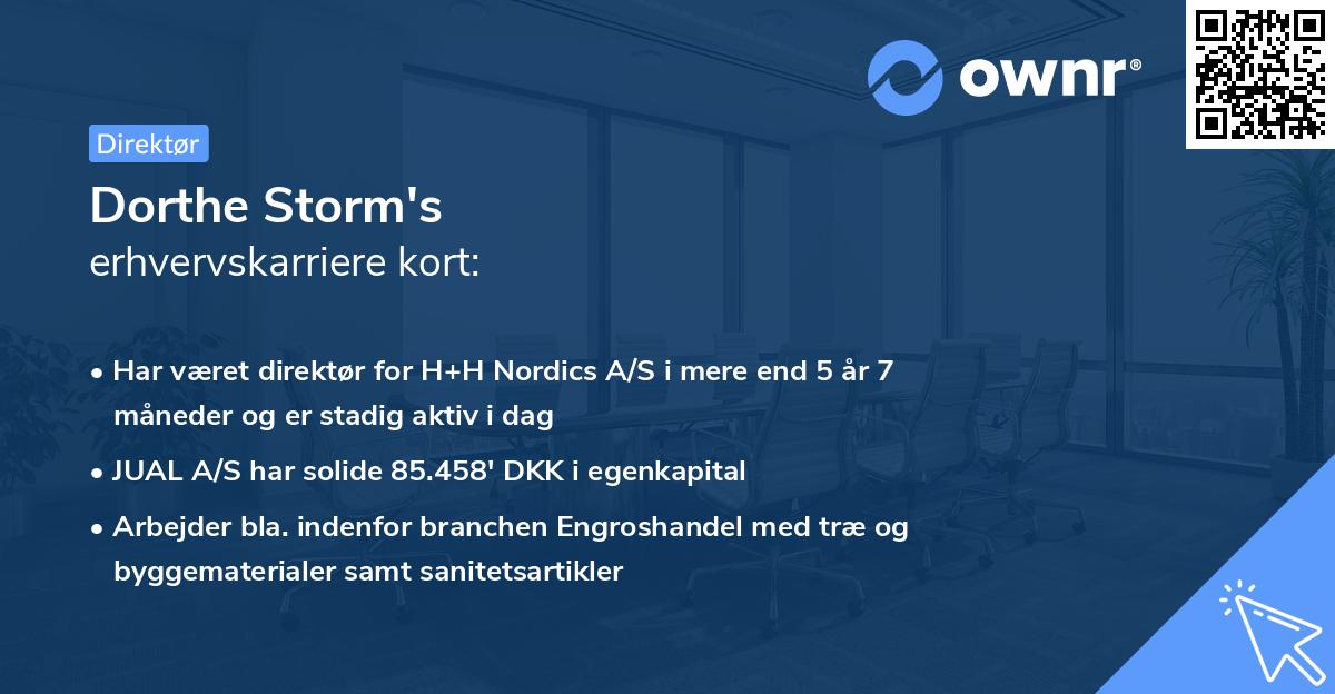 Dorthe Storm's erhvervskarriere kort