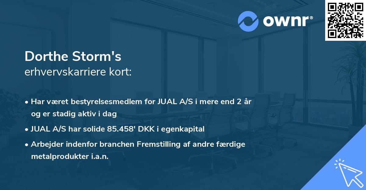 Dorthe Storm's erhvervskarriere kort
