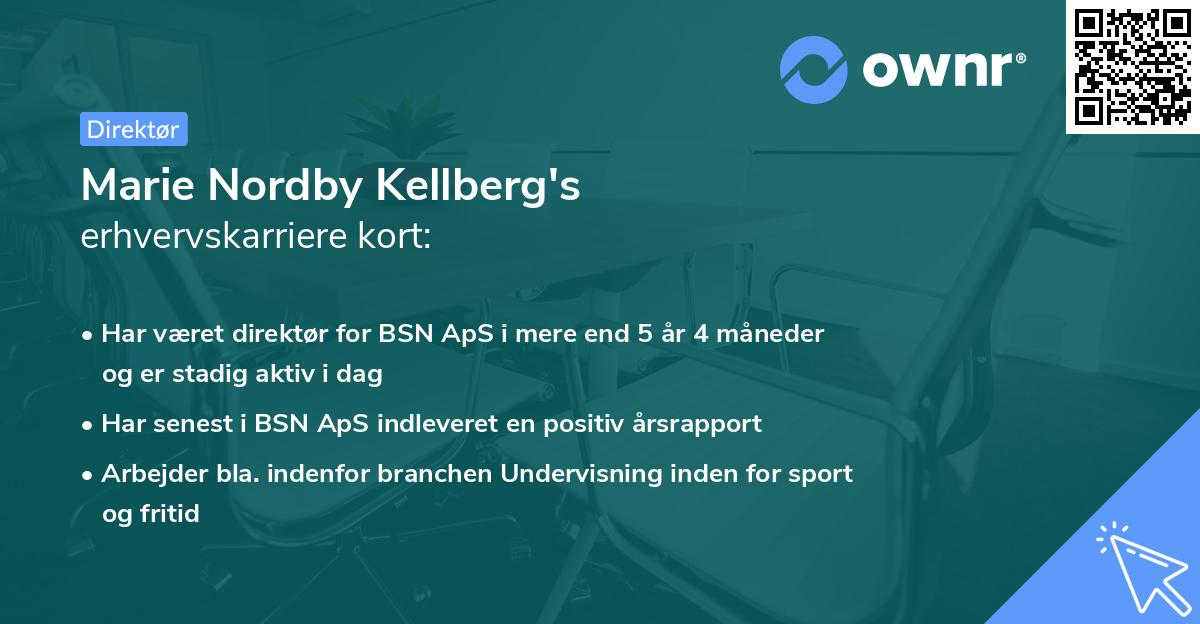 Marie Nordby Kellberg's erhvervskarriere kort