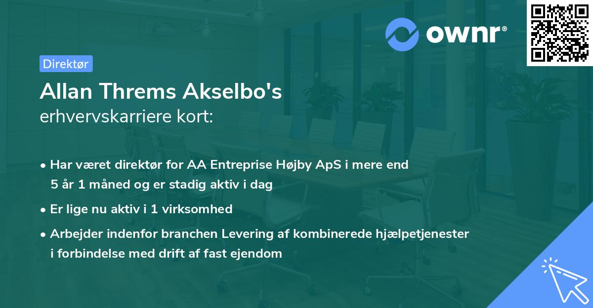 Allan Threms Akselbo's erhvervskarriere kort