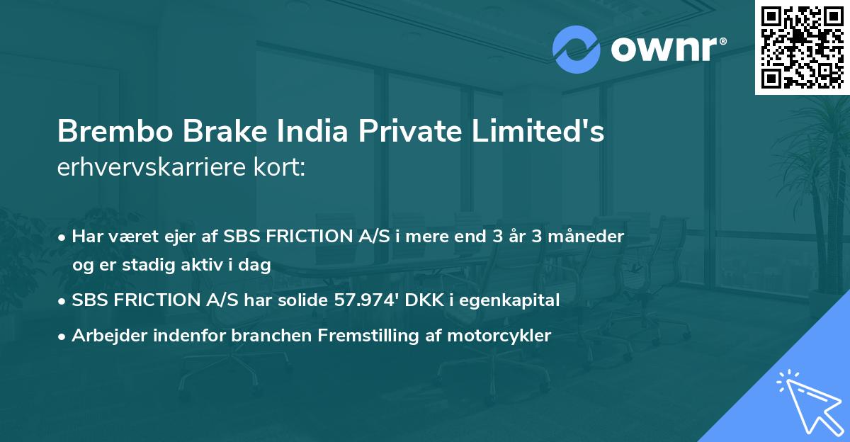 Brembo Brake India Private Limited's erhvervskarriere kort