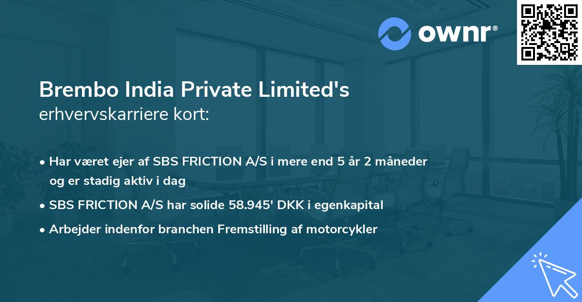 Brembo India Private Limited's erhvervskarriere kort