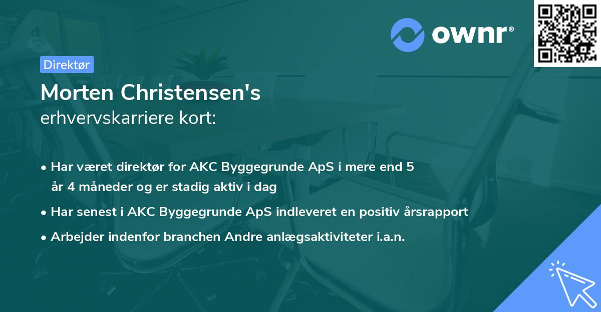 Morten Christensen's erhvervskarriere kort