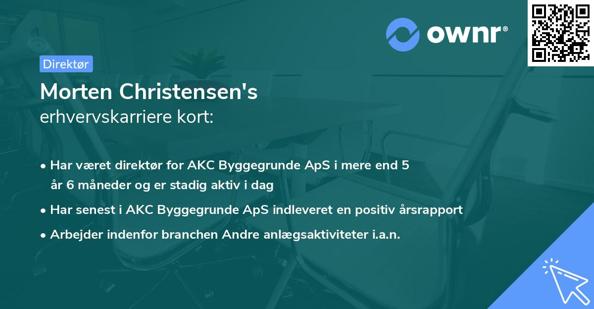 Morten Christensen's erhvervskarriere kort