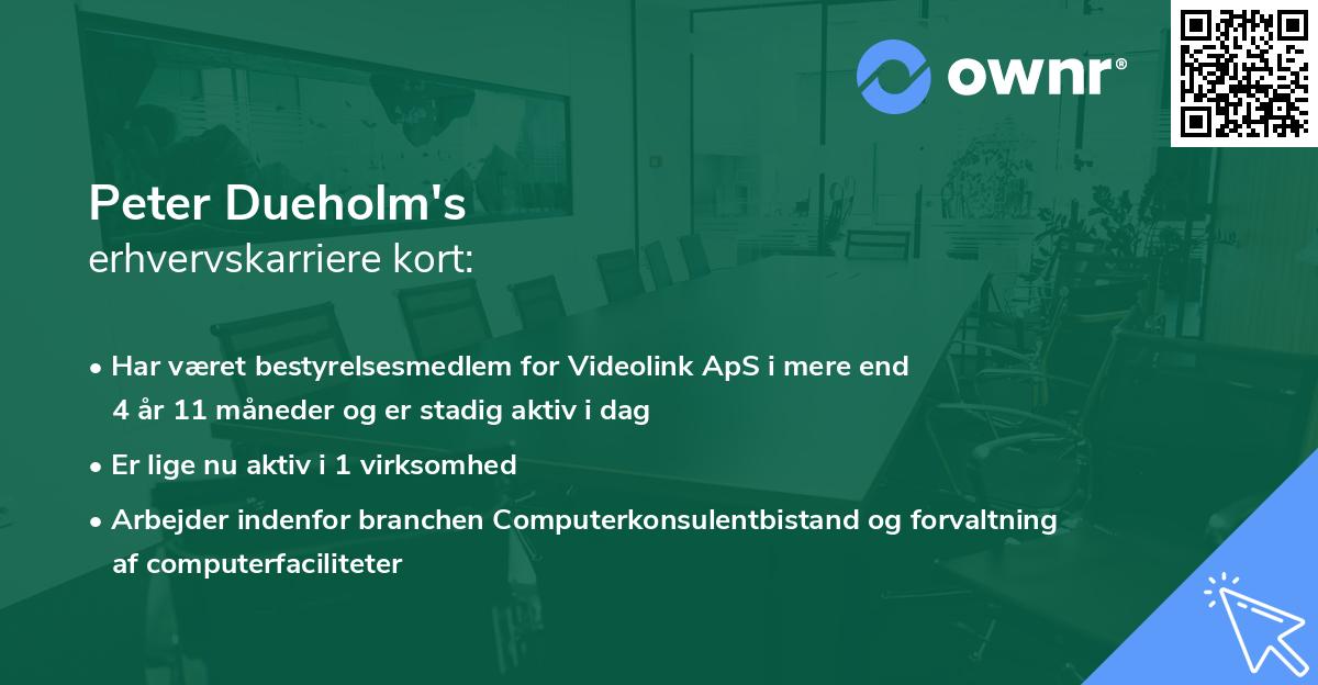 Peter Dueholm's erhvervskarriere kort