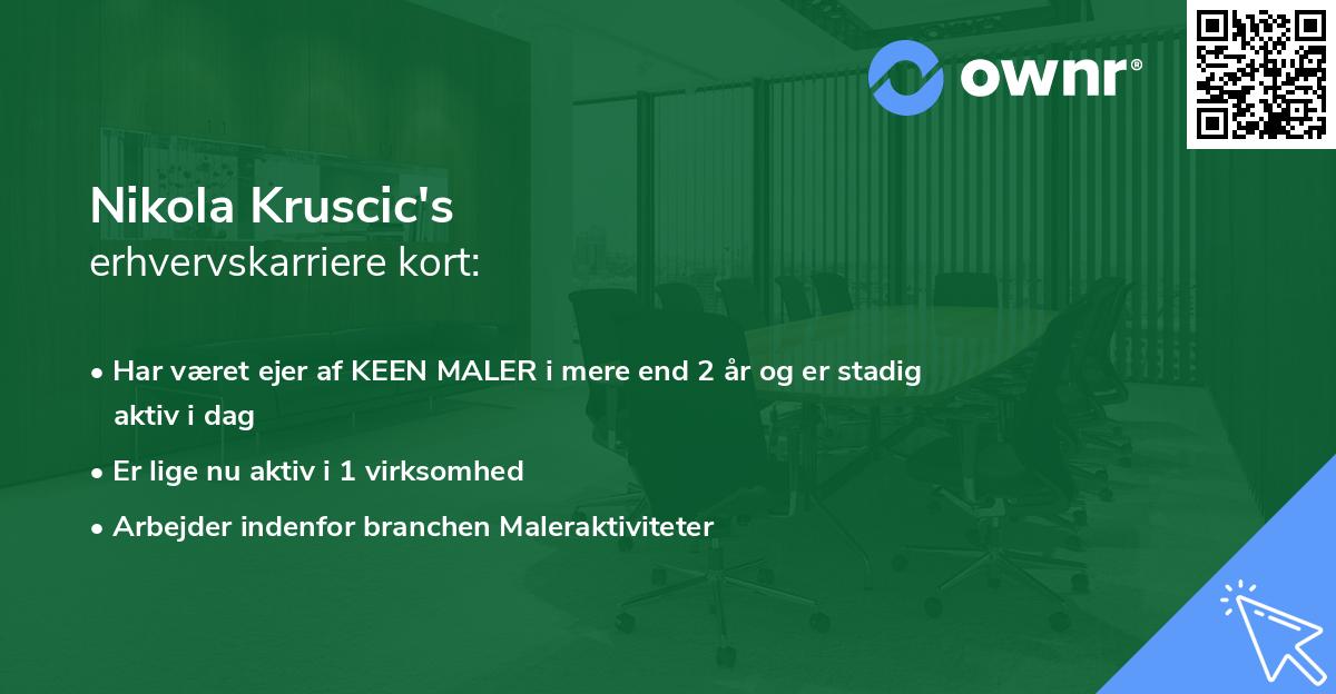 Nikola Kruscic's erhvervskarriere kort