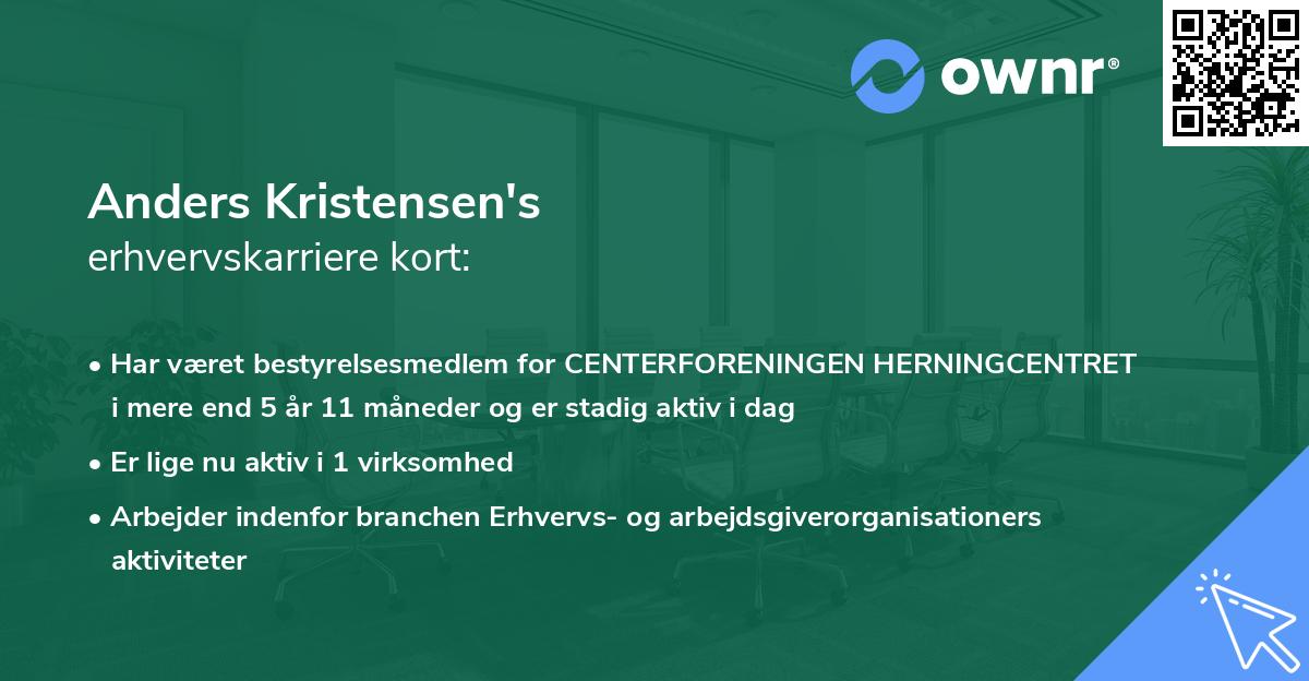 Anders Kristensen's erhvervskarriere kort