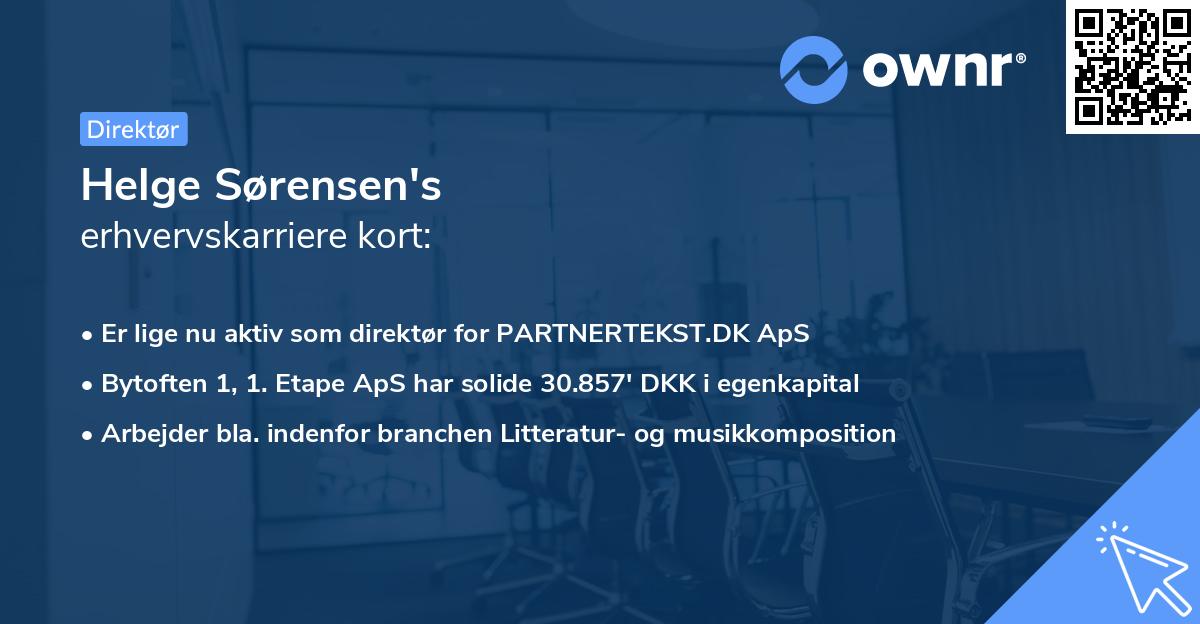 Helge Sørensen's erhvervskarriere kort