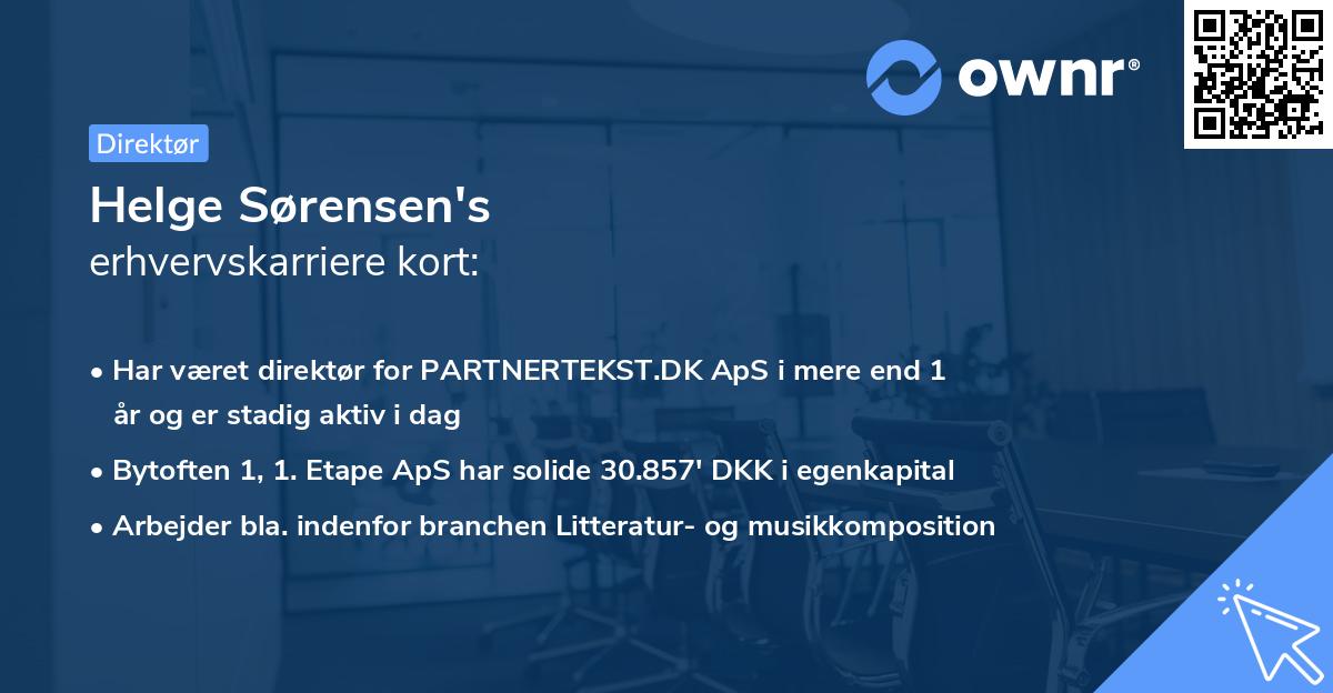 Helge Sørensen's erhvervskarriere kort