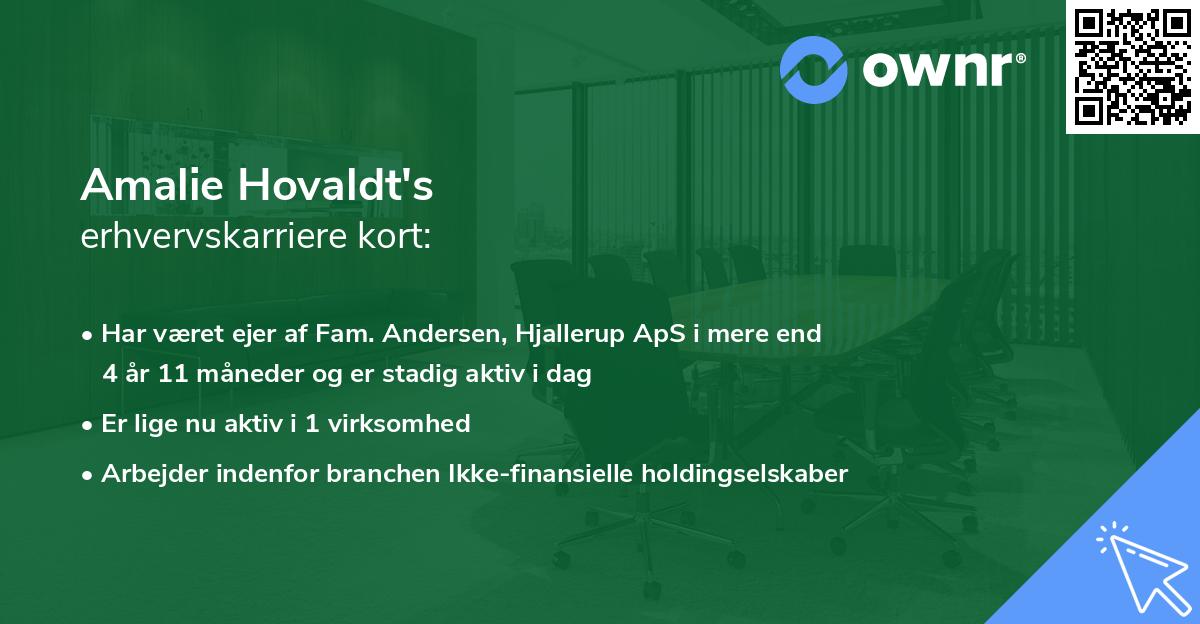 Amalie Hovaldt's erhvervskarriere kort