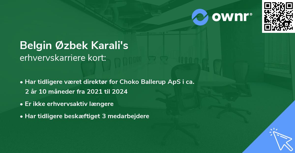 Belgin Øzbek Karali's erhvervskarriere kort