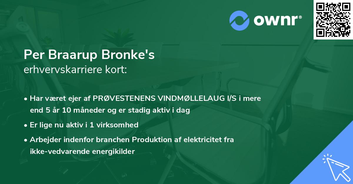 Per Braarup Bronke's erhvervskarriere kort