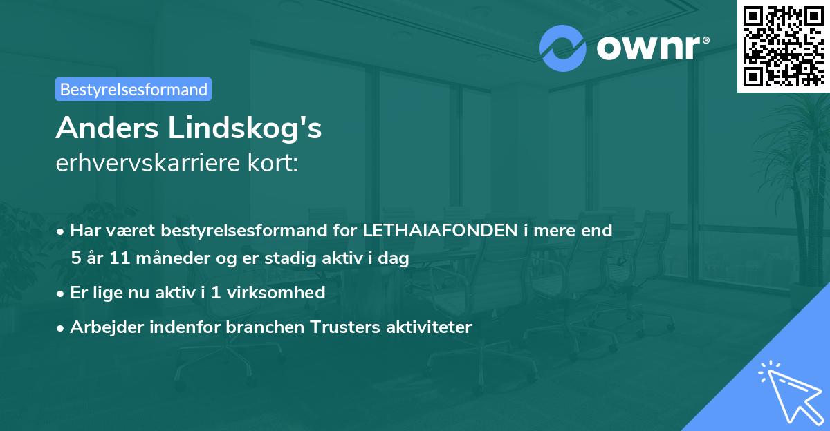 Anders Lindskog's erhvervskarriere kort