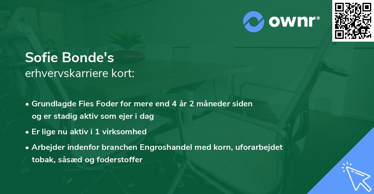 Sofie Bonde's erhvervskarriere kort