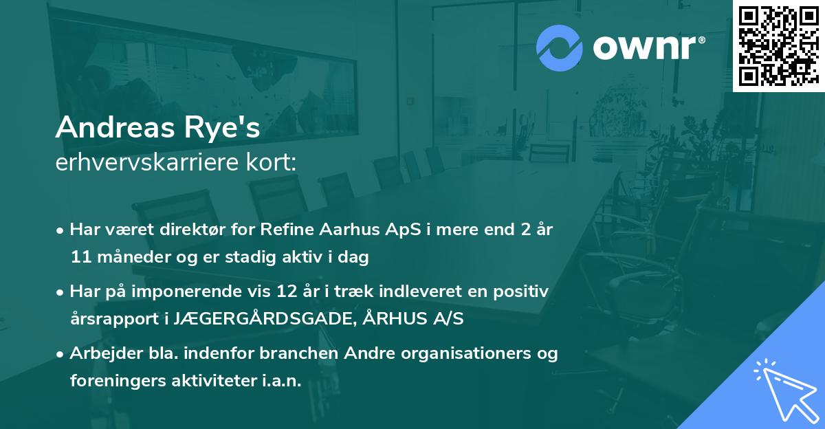 Andreas Rye's erhvervskarriere kort