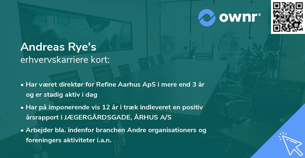 Andreas Rye's erhvervskarriere kort