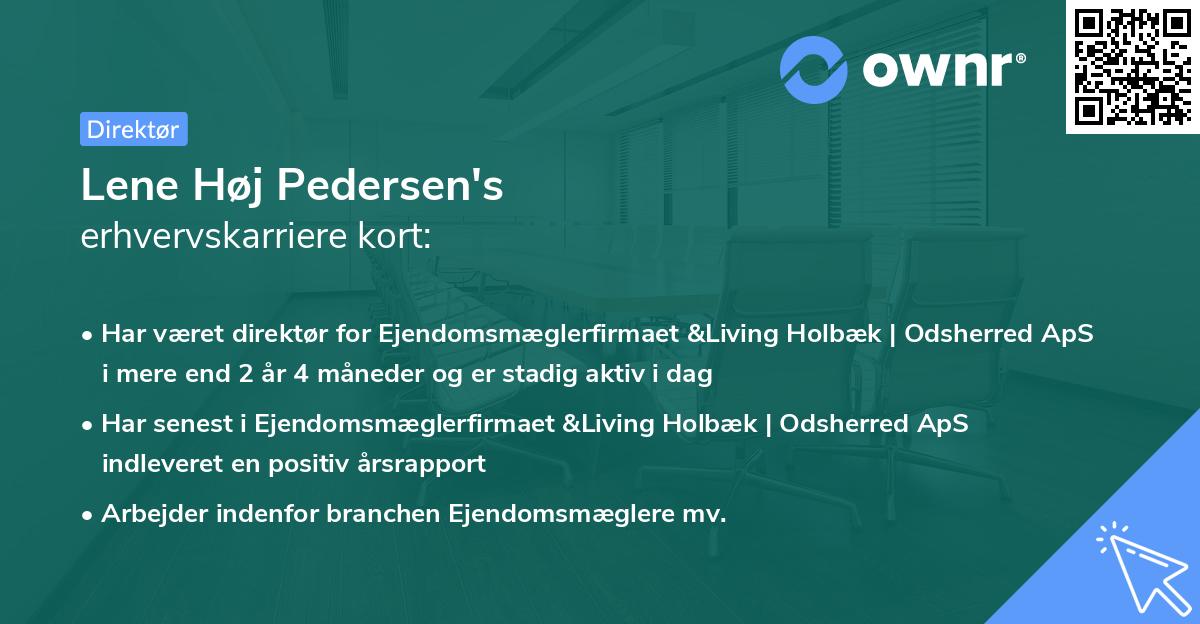 Lene Høj Pedersen's erhvervskarriere kort