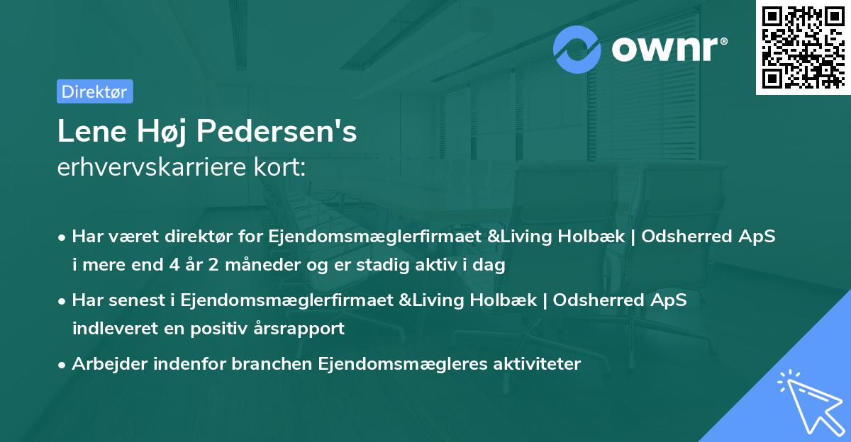 Lene Høj Pedersen's erhvervskarriere kort