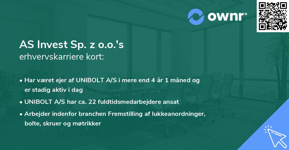 AS Invest Sp. z o.o.'s erhvervskarriere kort