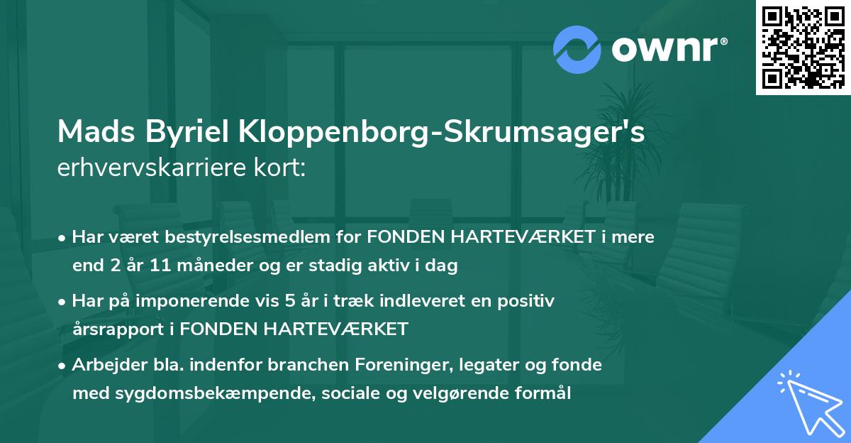 Mads Byriel Kloppenborg-Skrumsager's erhvervskarriere kort