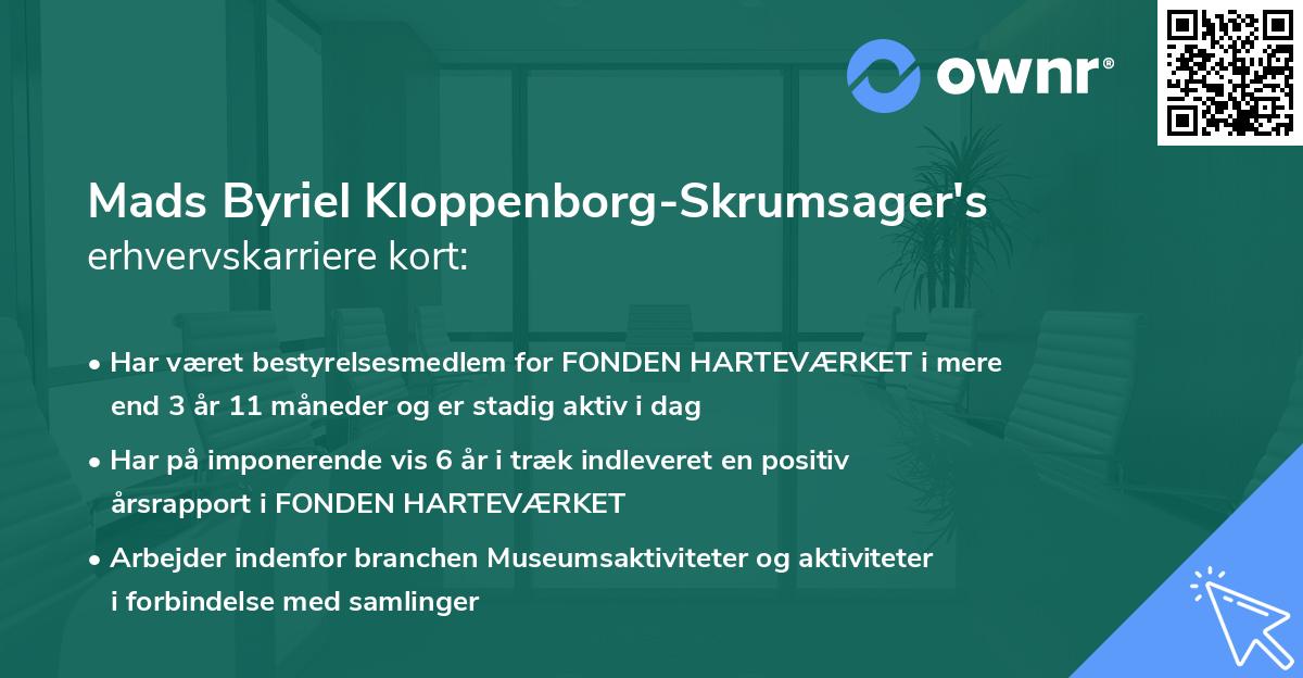 Mads Byriel Kloppenborg-Skrumsager's erhvervskarriere kort
