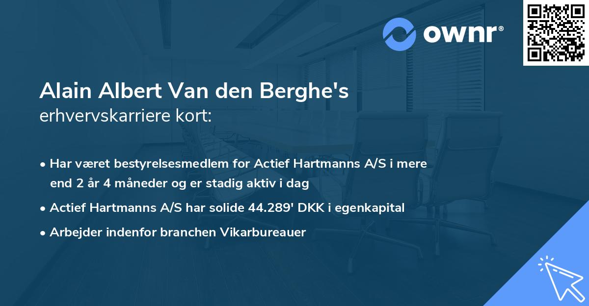 Alain Albert Van den Berghe's erhvervskarriere kort