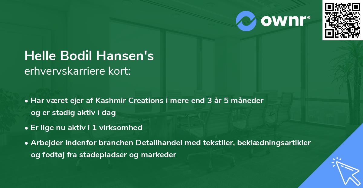 Helle Bodil Hansen's erhvervskarriere kort
