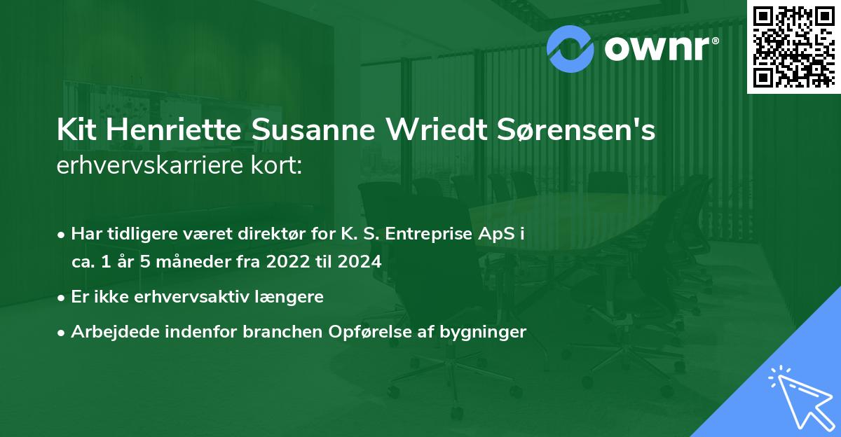 Kit Henriette Susanne Wriedt Sørensen's erhvervskarriere kort