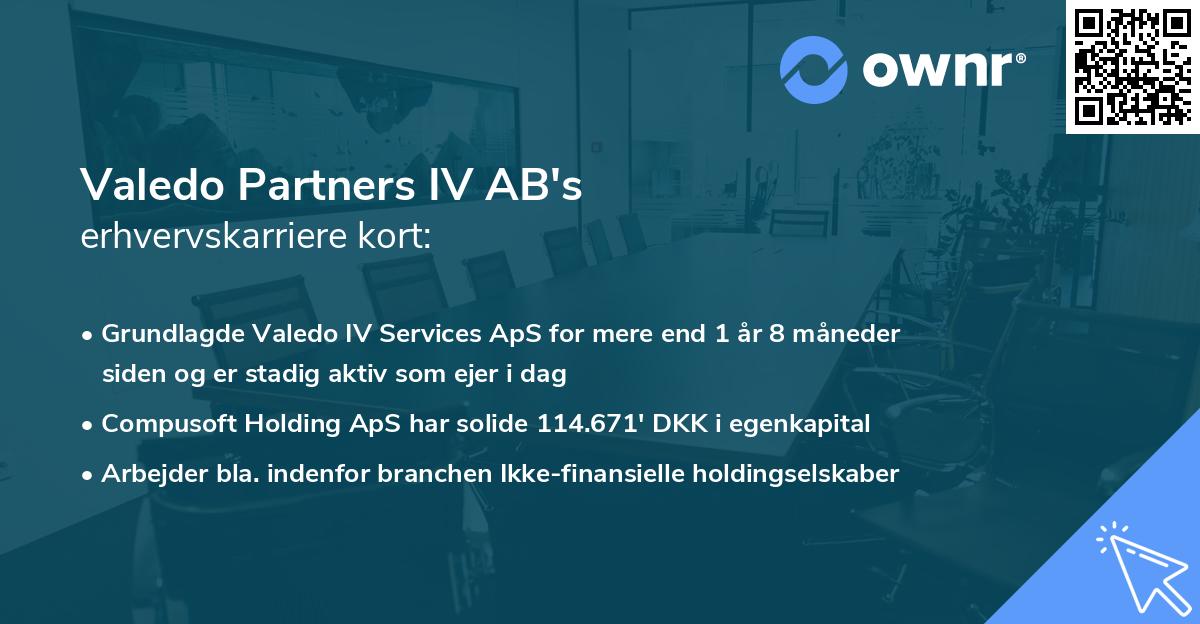 Valedo Partners IV AB's erhvervskarriere kort