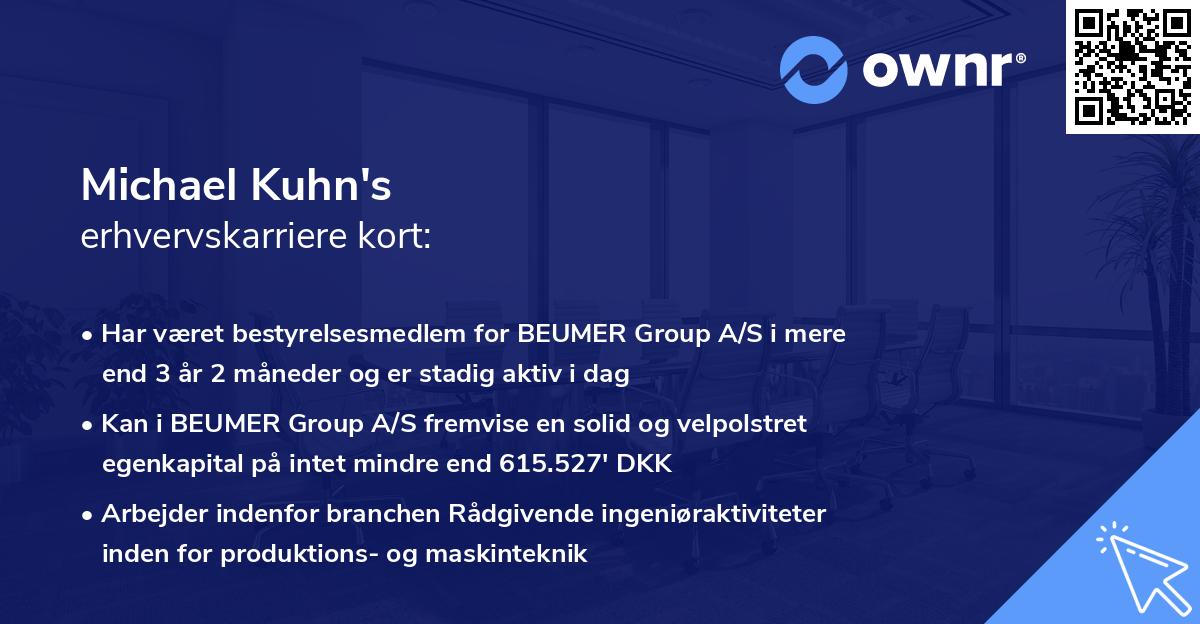 Michael Kuhn's erhvervskarriere kort