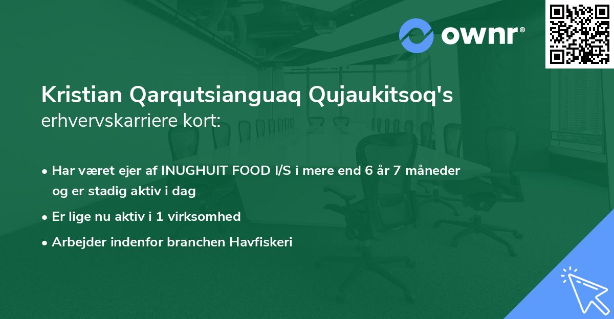 Kristian Qarqutsianguaq Qujaukitsoq's erhvervskarriere kort